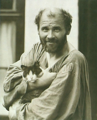Gustav Klimt with his cat